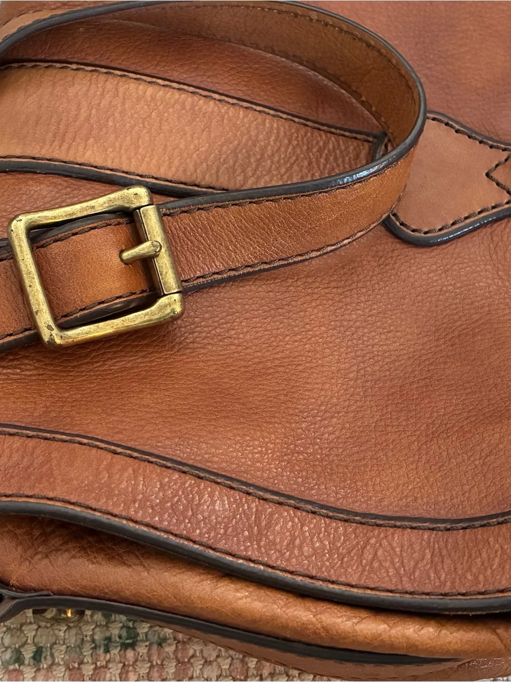 Fossil Vintage Reissue (VRI) Saddle Bag - Camel w/Antique Brass-Tone Hardware